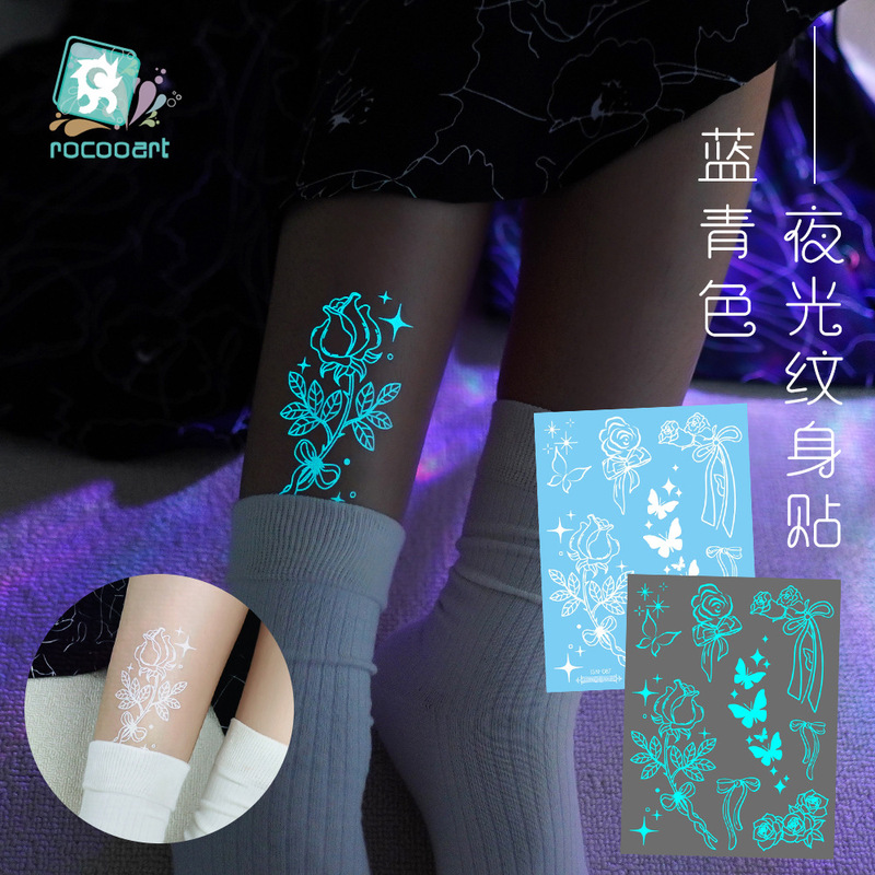 Ruika Long Cross-Border Henna Tattoo Stickers White Mandala Sweet Cool Waterproof Butterfly Flower Luminous Tattoo Stickers Ruika Long Cross-Border Henna Tattoo Stickers White Mandala Sweet Cool Waterproof Butterfly Flower Luminous Tattoo Stickers