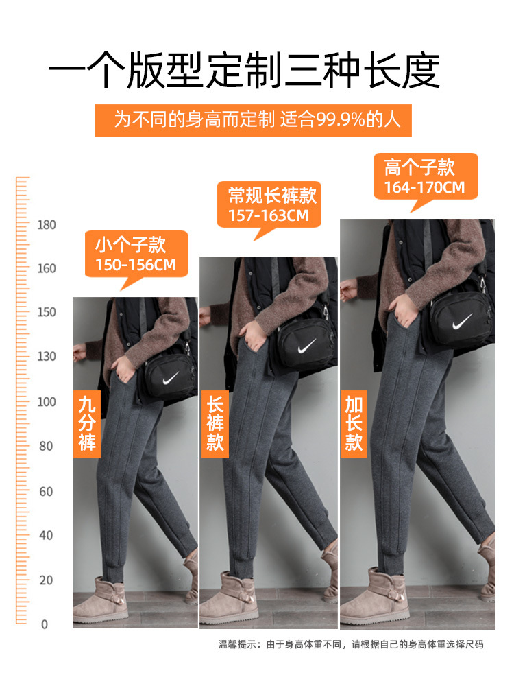 높은 허리 기모 스포츠 바지 여자 가을 및 겨울 새로운 두꺼운 운동복 캐주얼 번들 발 겨울 외부 양고기 벨벳 코튼 바지