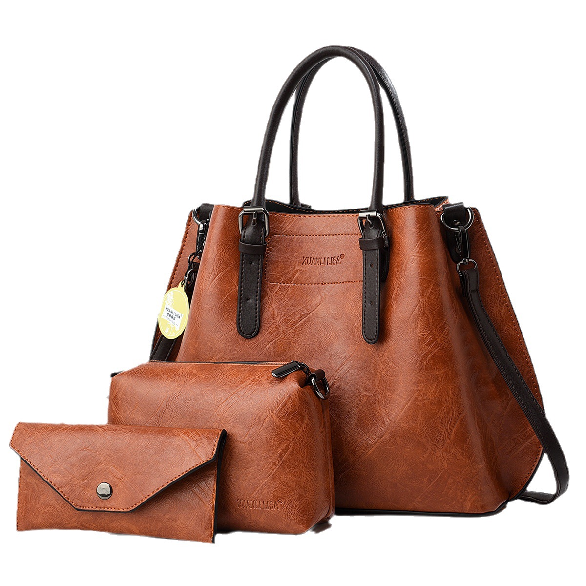 Bolso de cuero suave retro bolso de mano con textura bolso de madre e hijo bolso de mensajero de un solo hombro bolso de mujer simple y versátil bags de comercio exterior