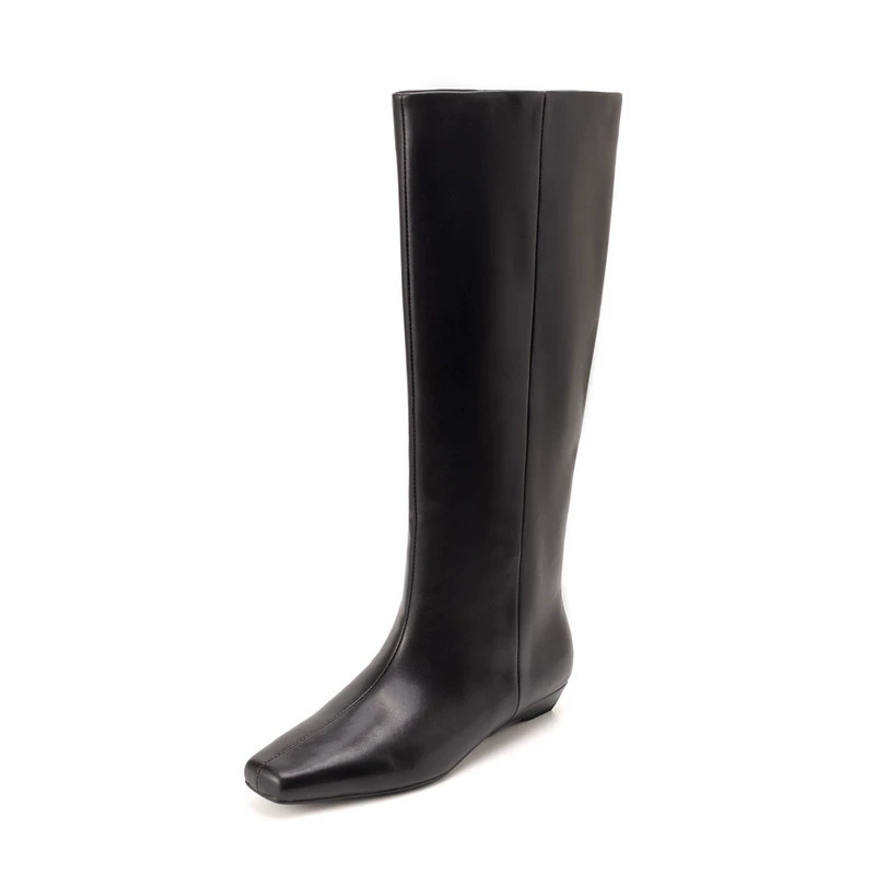 Leather universal high boots, french style