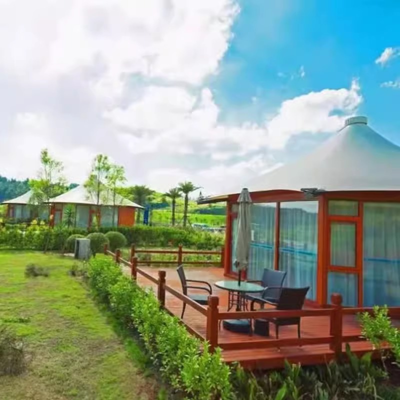 Tienda de hotel al aire libre a prueba de lluvia lugar escénico turístico vacaciones tienda de alojamiento residencial antiviento cinturón de fuego baño de dormitorio