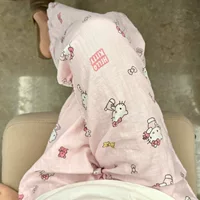 Новые летние пижамы розового цвета с принтом «Hello Kitty», свободные домашние тонкие повседневные брюки с героями мультфильмов, которые можно носить на улице для прогулок