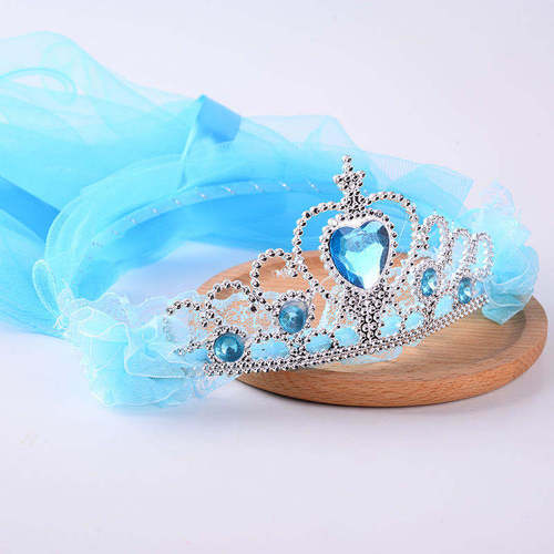 Children's tiaras Princess Elsa veil hair accessories bridal crown Frozen girls foam garland veil headband