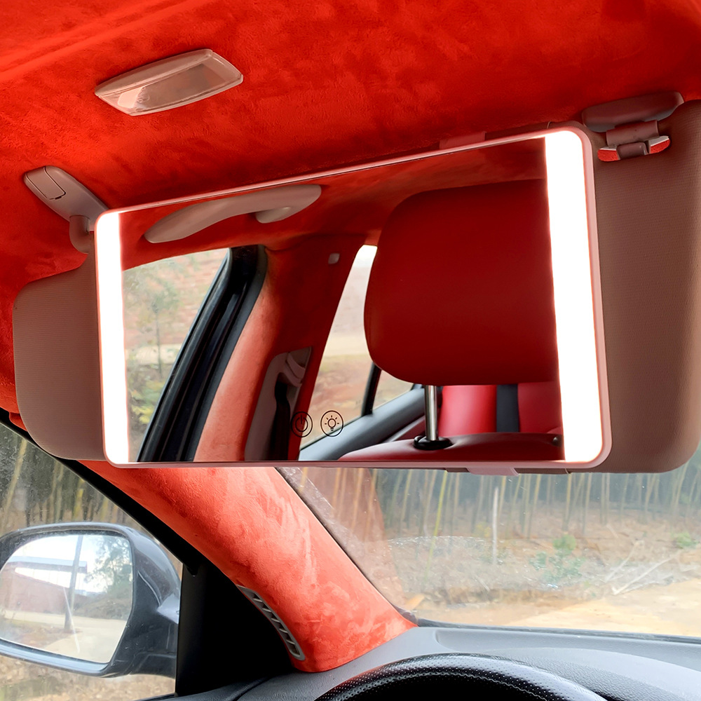 New Led Car Makeup Mirror Car Sun Visor Hanging Mirror High-Definition Car Interior with Light Touch Side Light Car Mirror