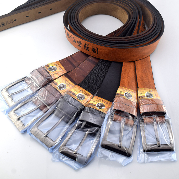 New Style Men's Casual Faux Leather Belt with Pin Buckle, Yak Leather Belt, Vintage Exhibition Belt, Retro Antique-Style New Style Men's Casual Faux Leather Belt with Pin Buckle, Yak Leather Belt, Vintage Exhibition Belt, Retro Antique-Style