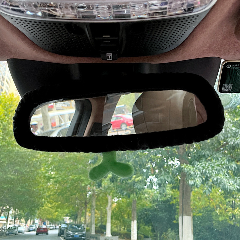 【High Quality, Good Workmanship】Crystal Velvet Shoulder Pads, Car Gear Shift Cover, Rearview Mirror Cover, Interior Accessories