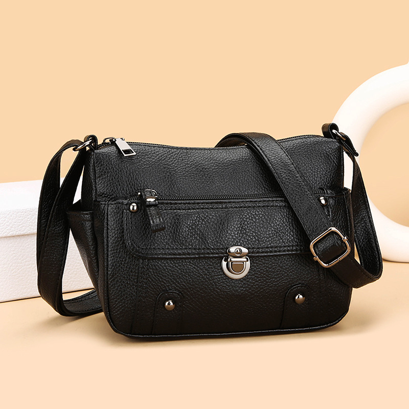中老年人包包女包斜挎包软皮百搭多口袋单肩包女士妈妈包旅游背包