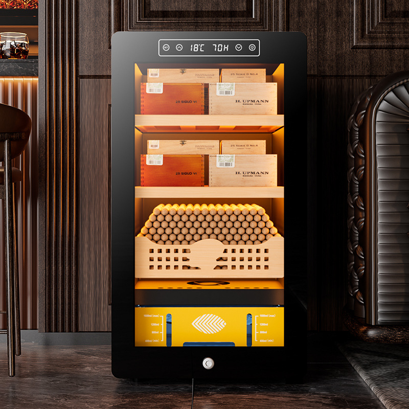Jialong 36C Cigar Cabinet Constant Temperature and Humidity Mellow Cedar Wood Shelf Fashionable Curved Compressor Cigar Wine Cabinet
