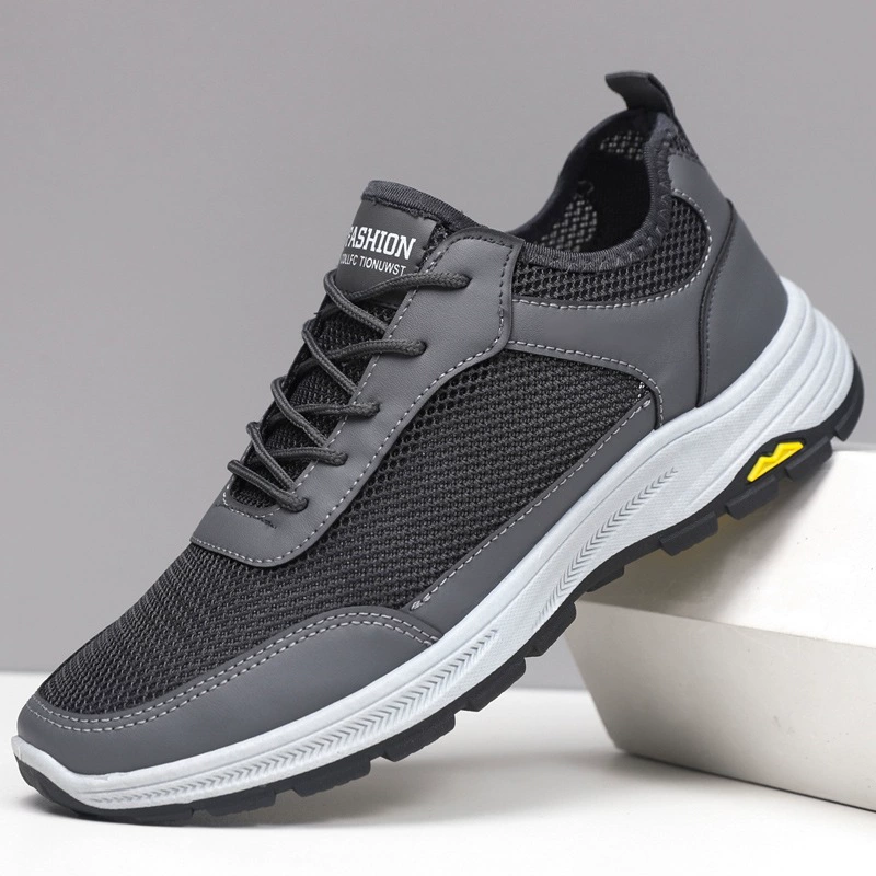 Мужская летняя уличная дышащая спортивная обувь, нескользящая легкая мужская обувь с сеткой, мягкая подошва, износостойкая универсальная повседневная обувь для папы