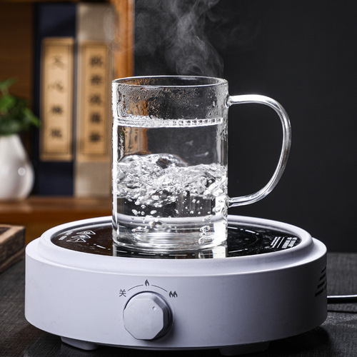 Manufacturer wholesale glass crescent cup for household green tea cup with built-in filter heat-resistant glass cup with handle tea cup