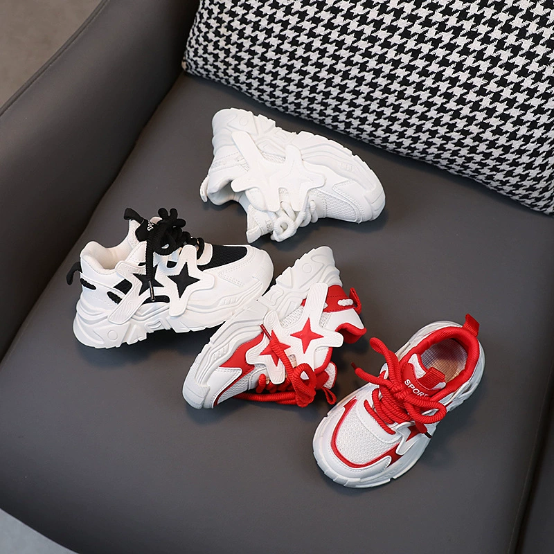 2024 Весна-Осень Новые сетчатые дышащие кроссовки для мальчиков, обувь для пап, нескользящая обувь для маленьких девочек с мягкой подошвой, модная обувь