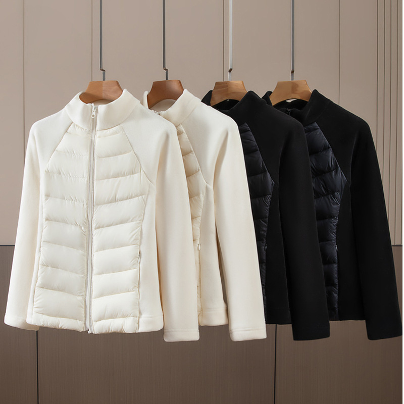 Lulu's Same Style Stand-Up Collar Lightweight down Jacket for Women 2025 New Style Spliced ​​Liner Short Sports Running Jacket