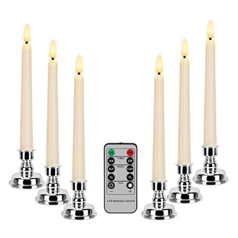 Plástico vela electrónica simulación con base 10 teclas de sincronización control remoto largo Polo cumpleaños boda decoración LED vela Luz