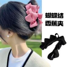 韩系缎面立体绸带小众头顶大蝴蝶结发夹飘带发饰竖夹马尾夹香蕉夹