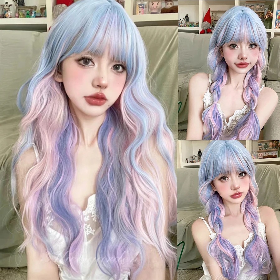 Peluca transfronteriza, pergamino femenino, juego de roles, fibra química teñida, accesorios de cine y televisión, peluca, peluca cos