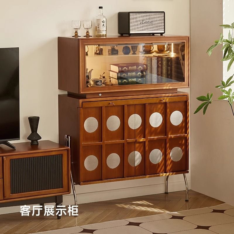 中古餐边客厅实木一体复古靠墙茶水玄关北欧斗柜收纳储物柜高柜