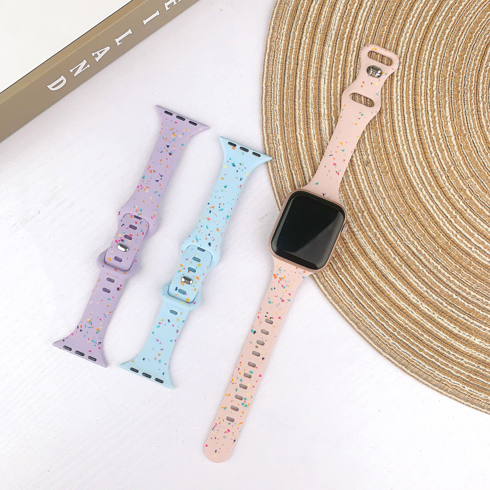 Aplicable a Apple Watch correa iwatch9 cintura pequeña mariposa botón de color chip nuevo tipo de mujer s8765 correa creativa