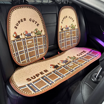 Seat cushion, seat cover – Linen Car Seat Cushion, Universal for - three-dachshunds-standard-rear-seat-5-seater