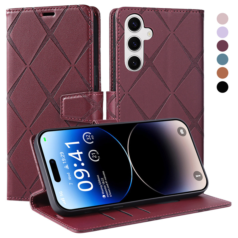 Suitable for Samsung S25 Mobile Phone Case, Galaxy S24 Mobile Phone Leather Case, A16 Flip Cover Anti-Fall Mobile Phone Case, Zipper Anti-Slip