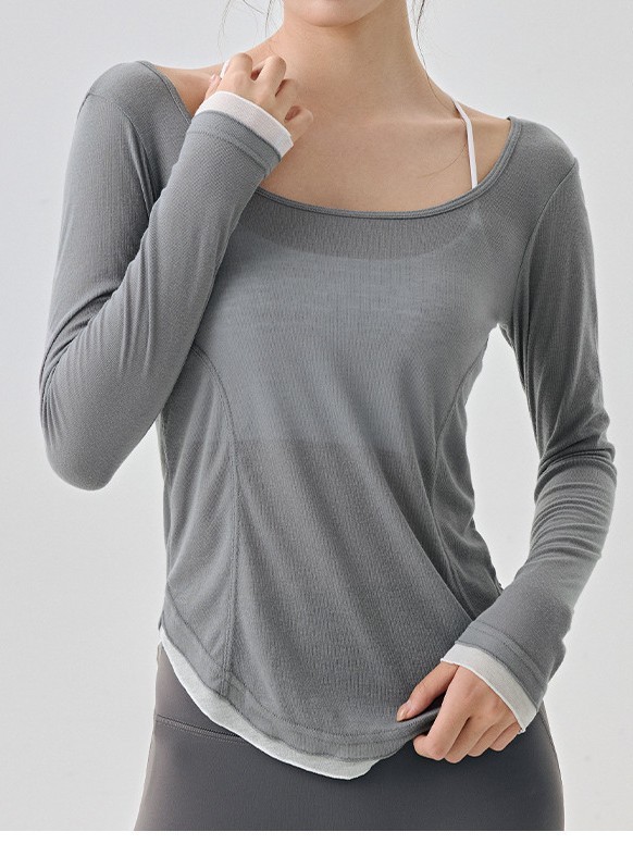 运动长袖女秋冬磨毛运动上衣瑜伽服裸感美背跑步锻炼外穿圆领T恤|undefined