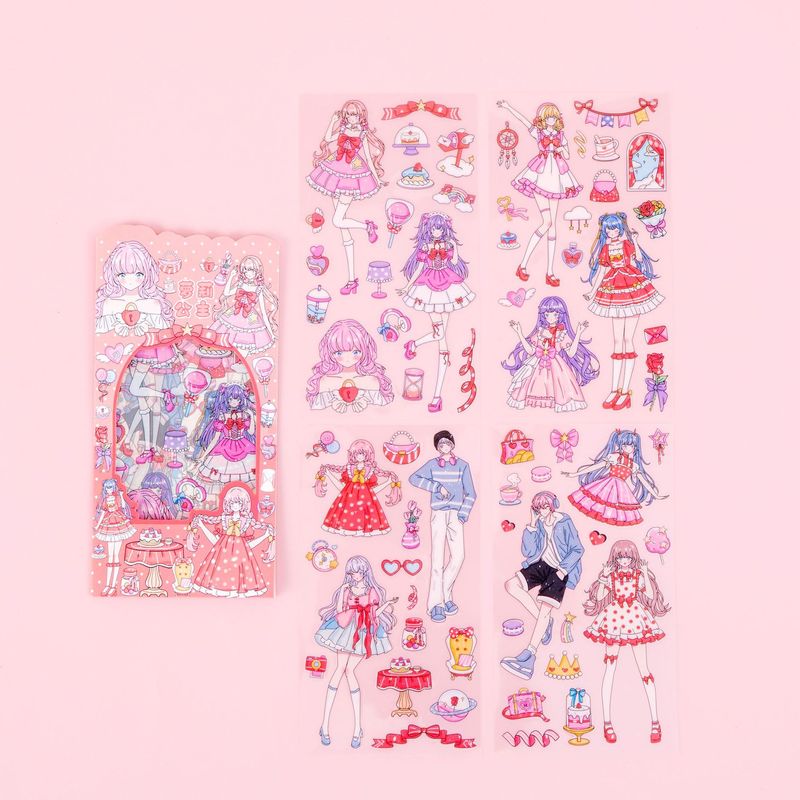 クリエイティブガールハートアニメステッカーパックかわいい漫画の女の子ペットステッカー子供の diy ハンドブック装飾素材パック|undefined