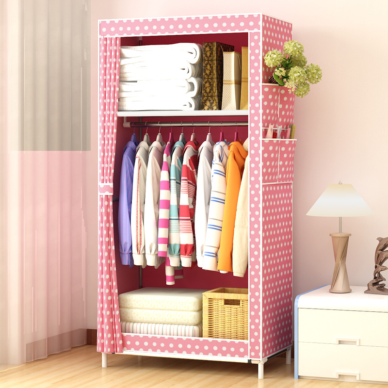 Simple Wardrobe Fabric Wardrobe Dustproof Rental Room Dormitory Bedroom Home Assembly Small Economical Type Hanging Closet Storage Cabinet