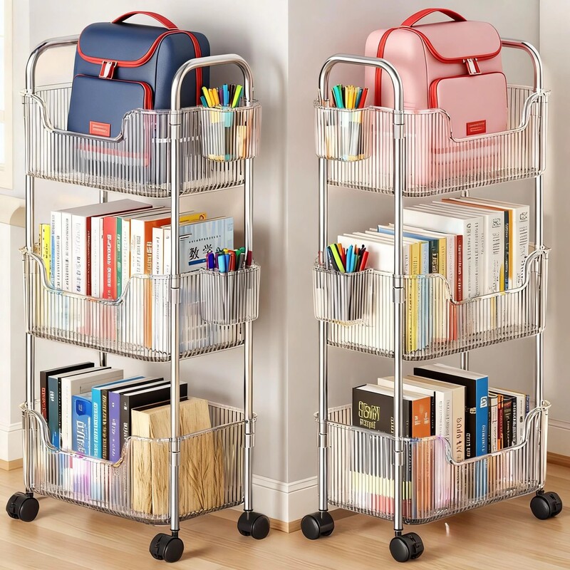 School Bag Storage Rack, Floor-Standing Mobile Book Storage Rack, Student Under-Desk Bookshelf, Multi-Layer Toy and Snack Trolley School Bag Storage Rack, Floor-Standing Mobile Book Storage Rack, Student Under-Desk Bookshelf, Multi-Layer Toy and Snack Trolley