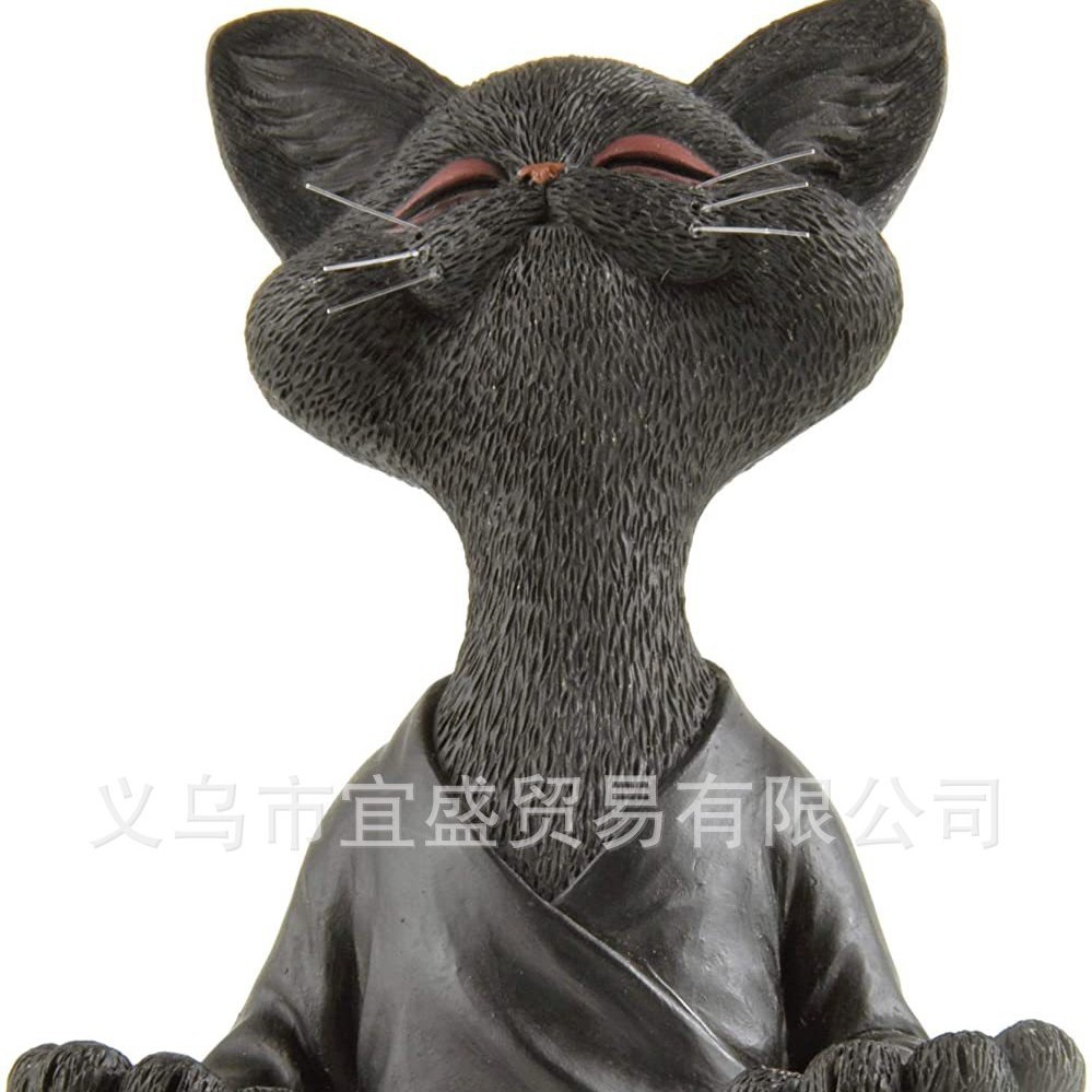 대형 명상 검은 고양이 18cm