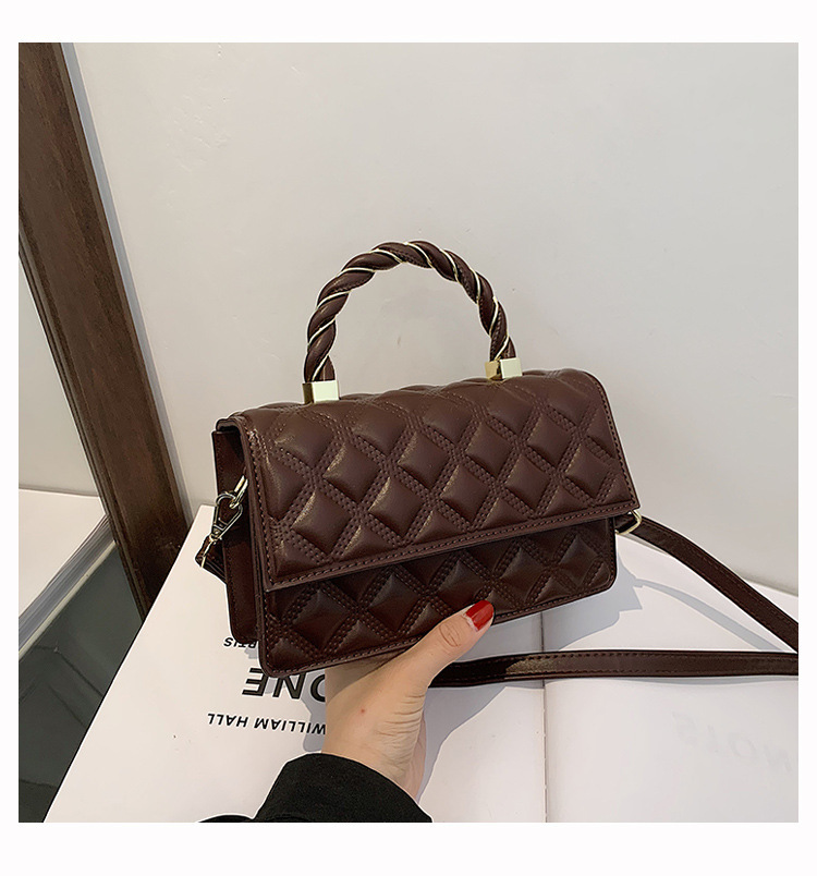 2021 New Textured Western Style Women's Bag Fashionable Rhombus Chain Bag Simple Embroidered Line Shoulder Bag Bag Crossbody Small Square Bag display picture 28