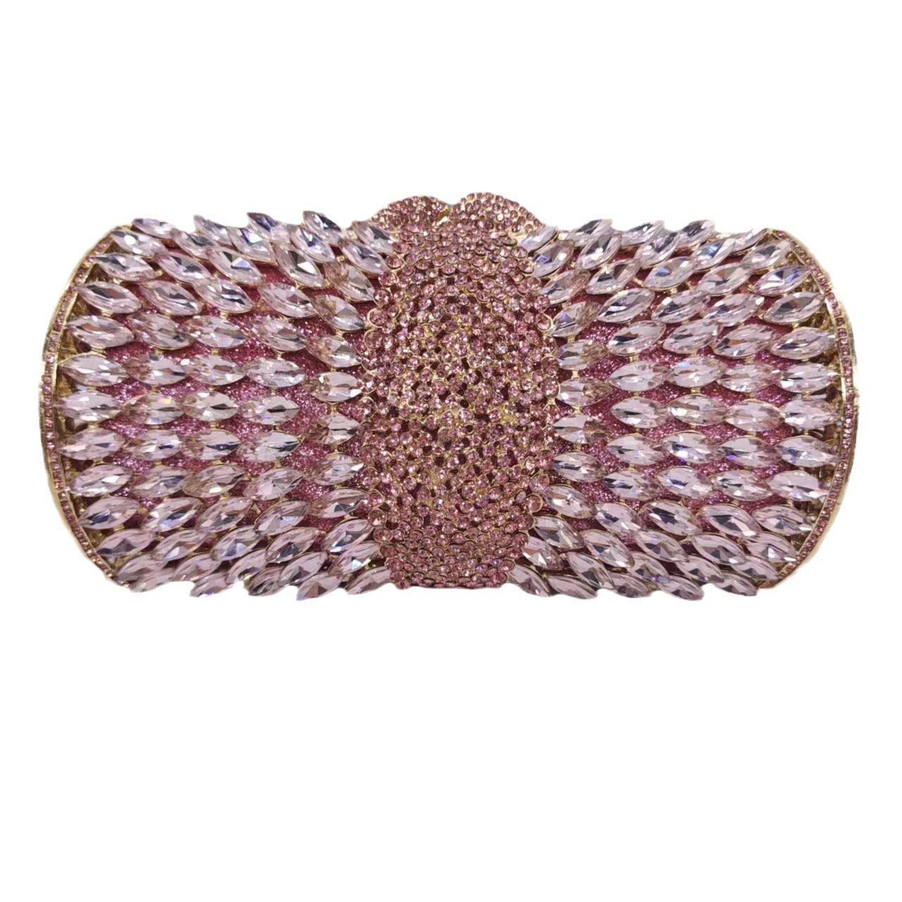 Túi clutch nữ dạ hội đính kim cương giả kim loại rỗng pha lê sang trọng — Đế Vàng Kim Cương, Nền vàng kim cương trắng, Màu tím, Màu bạc
