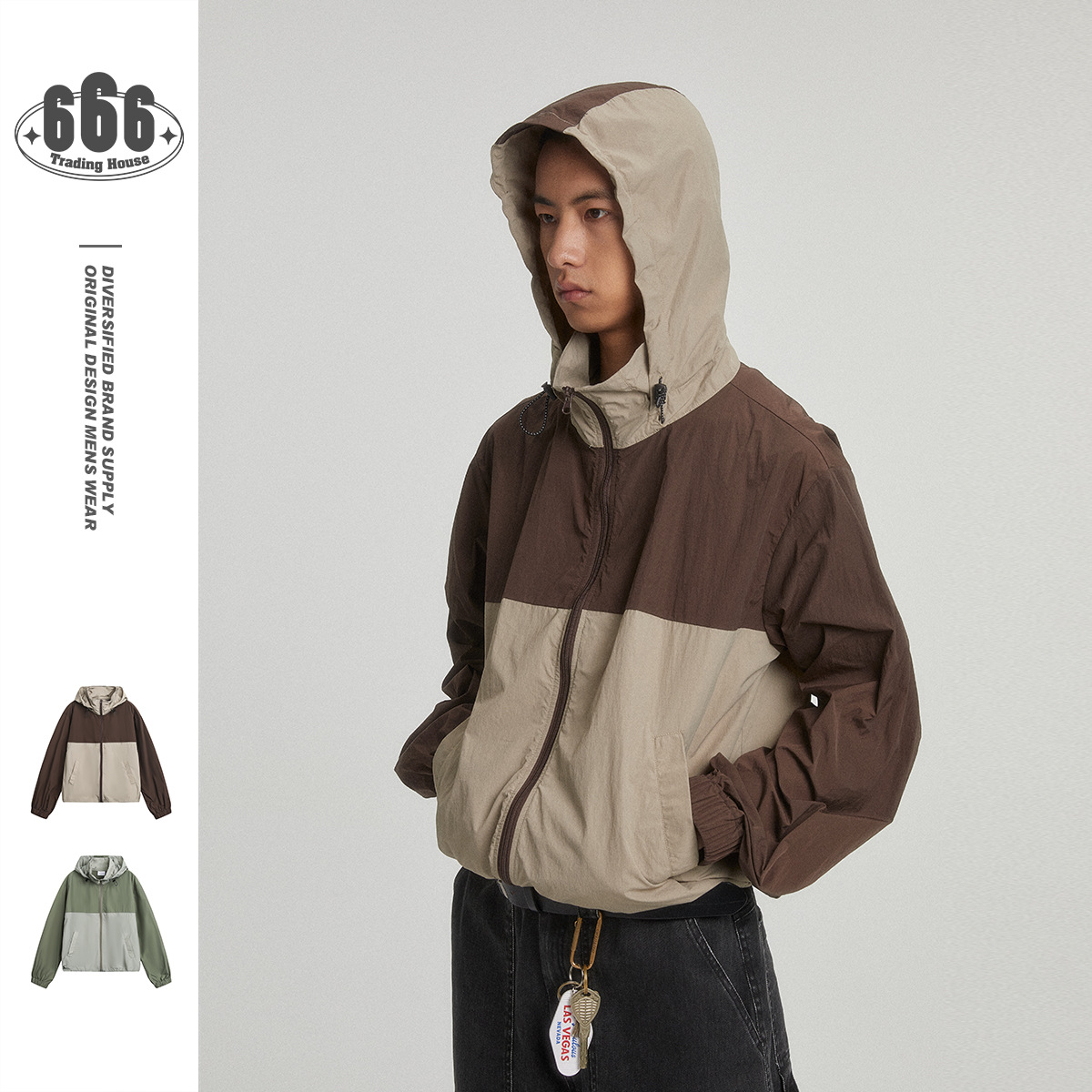 OUSWE Summer American Retro Sports Jacket Men and Women Couple's Sun Protection Jacket Trendy Brand Top Thin RW107