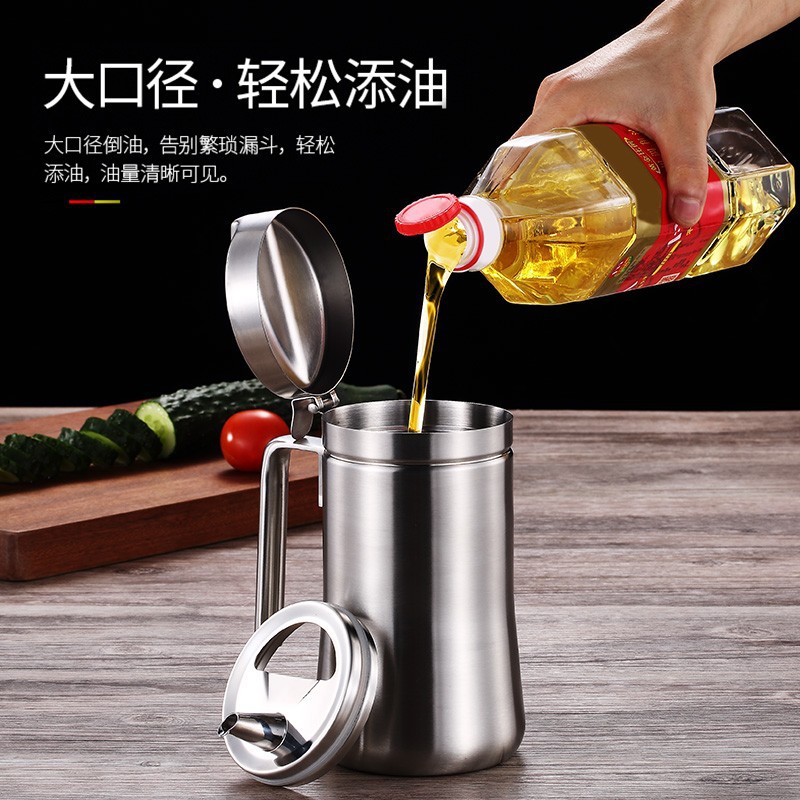 German CCKO304 Stainless Steel Large Oil Can, Leak-Proof & Oil-Control Bottle, Kitchen Supply, Household Pot, High-Capacity