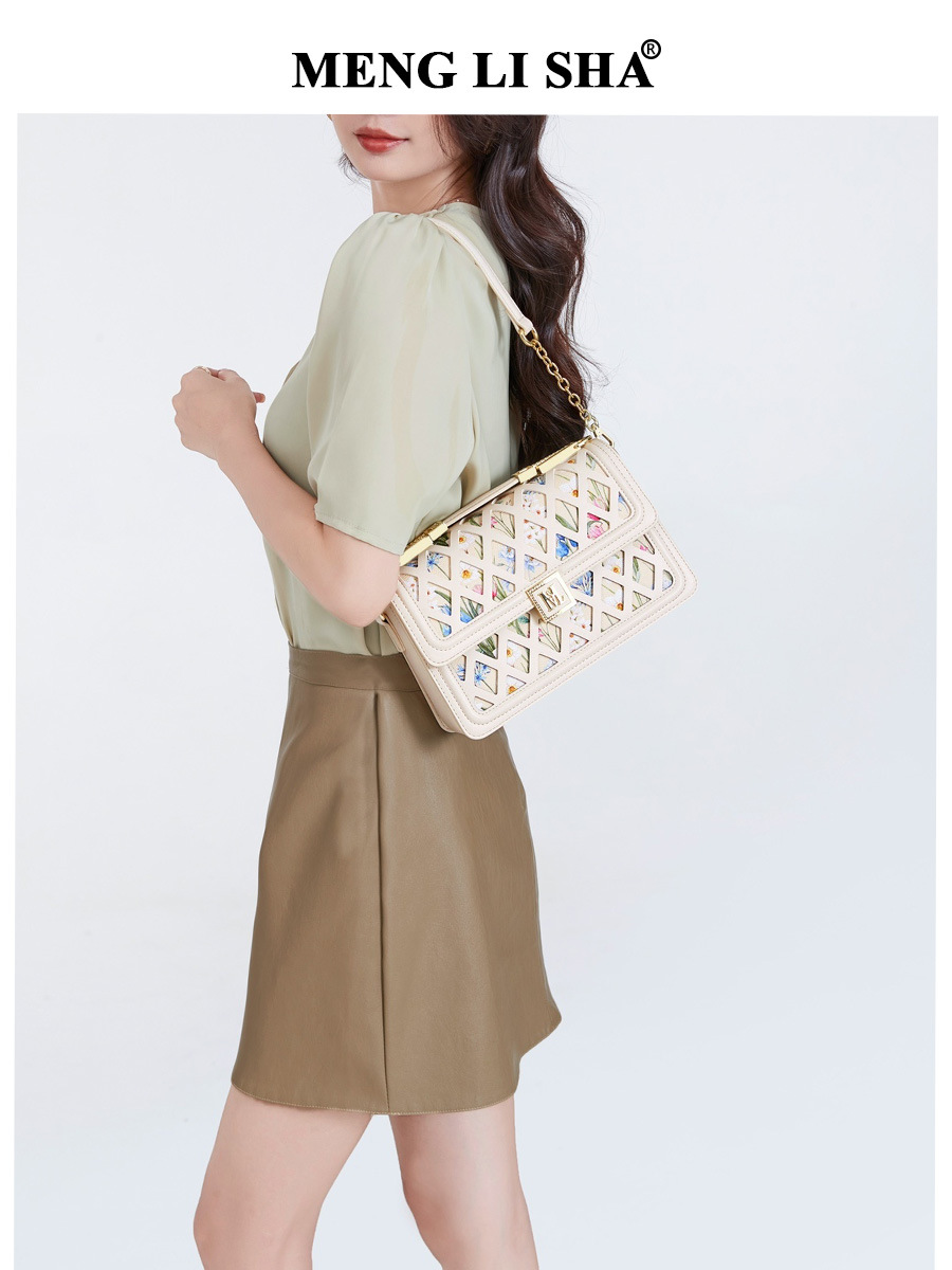 Women's Bag 2026 New Niche Design Hollow Floral Single Shoulder Crossbody Small Square Bag Versatile Commuter Handbag