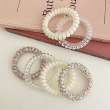 杏仁蜜糖~小碎花简约田园风浅黄夏日少女电话线系列发绳甜美清新
