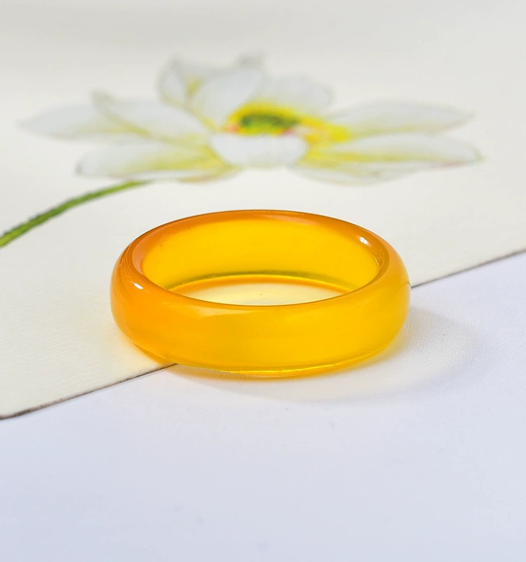 Agate Ring, organic agate with white-jade ice effect, sizes 15–18 (random color)