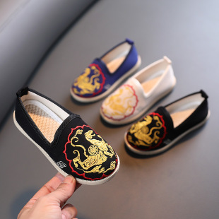 2025 New Boys Embroidered Shoes Han Dynasty Shoes Old Beijing Cloth Shoes Boys Tang Suit Shoes Casual Shoes Performance Shoes Spring