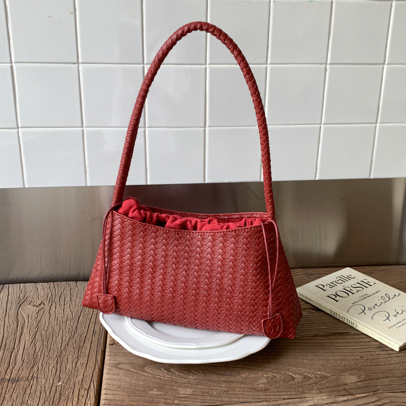 2025 New Cross-Border Niche Underarm Bag, Retro Woven Handbag, Casual Versatile Shoulder Bag With Matching Small Pouch For Women - Thumbnail 4