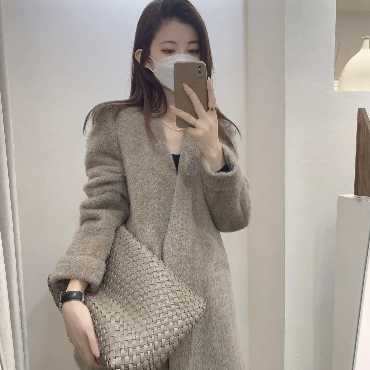 Легкое роскошное цельное пальто из меха, Женское пальто Suli из натуральной кожи средней длины с V-образным вырезом и мягким мехом