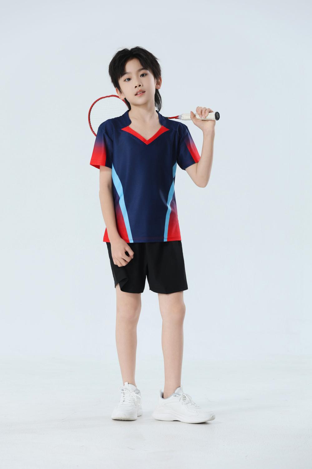 Nuevo set de bádminton transpirable de secado rápido hombre y mujer V-collar chaqueta deportiva para niños adultos con impresión personalizada image 24