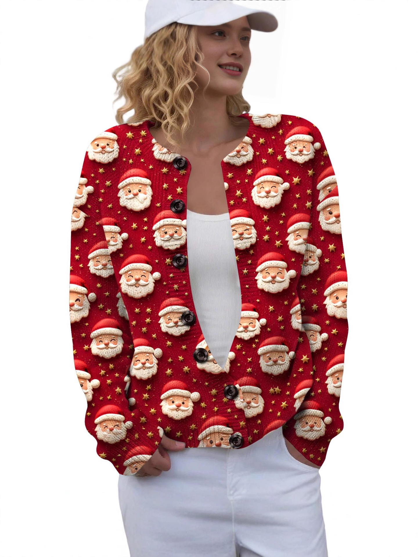 Wxy-Ang-Yk1 Round Neck Cardigan Printed Sweater-Special Link for Cross-Border Customer Delivery