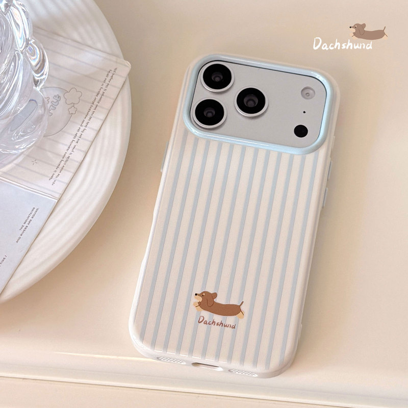 【Tower Bottom】Suitable for iPhone 18Pm Phone Case 17 Korean Style Striped Dachshund 15 Apple 17 Anti-Drop 14Th Generation