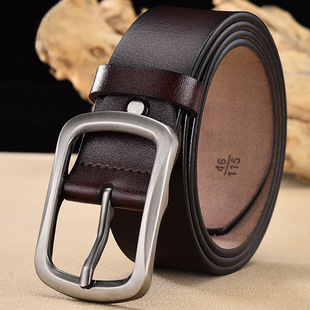 Produttori popolari all'ingrosso cintura da uomo in pelle di vacchetta con fibbia ad ardiglione a due strati cintura da uomo retrò versatile da lavoro_voghion.com
