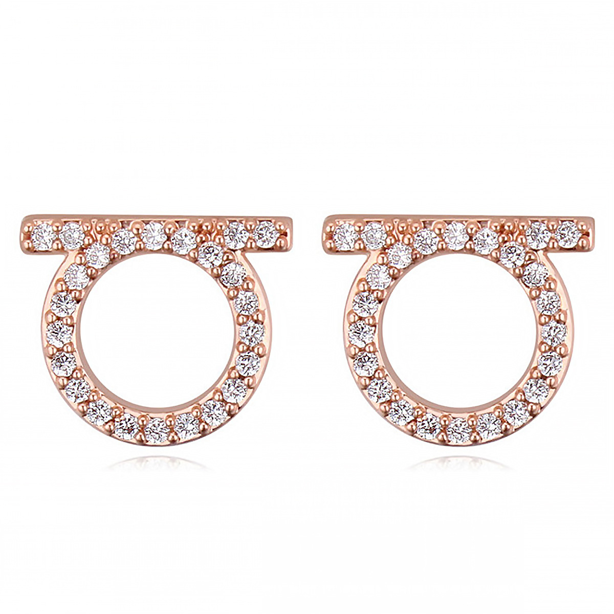 1 Paire Style Simple Rond Acier Inoxydable Incruster Zircon Boucles D'oreilles display picture 1