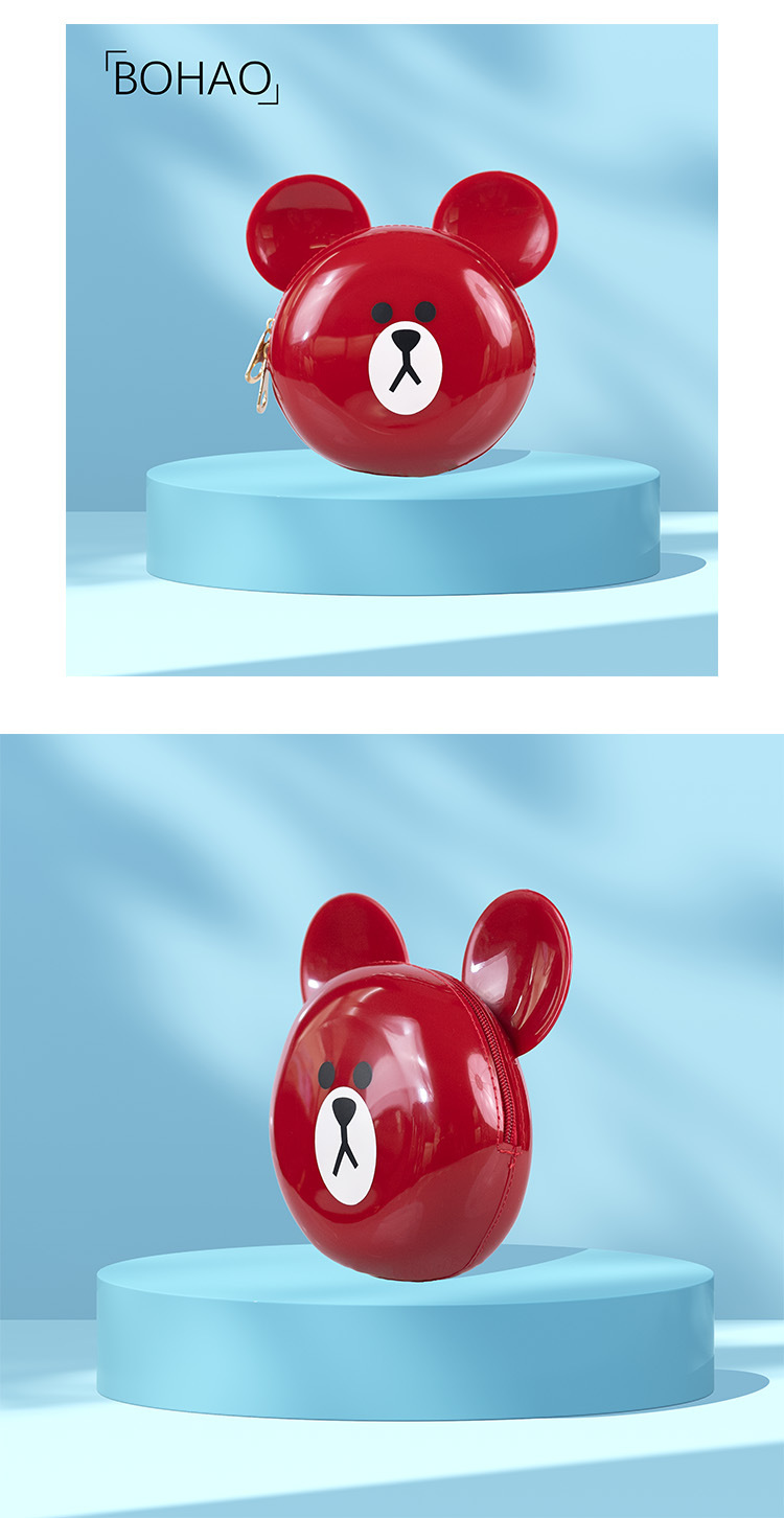 Little bear head PVC cute jelly bag, fashionable and versatile dinner bag, dirt-resistant and easy-to-wash, macaron-colored cartoon bag undefined