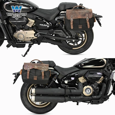 Motorcycle bumper, tail rack bending bow folding multi-function - cu250-left-right-medium-size-canvas-bag
