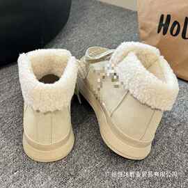 奶fufu厚底加绒板鞋女冬季新款保暖高帮小白鞋学生小众百搭棉鞋子