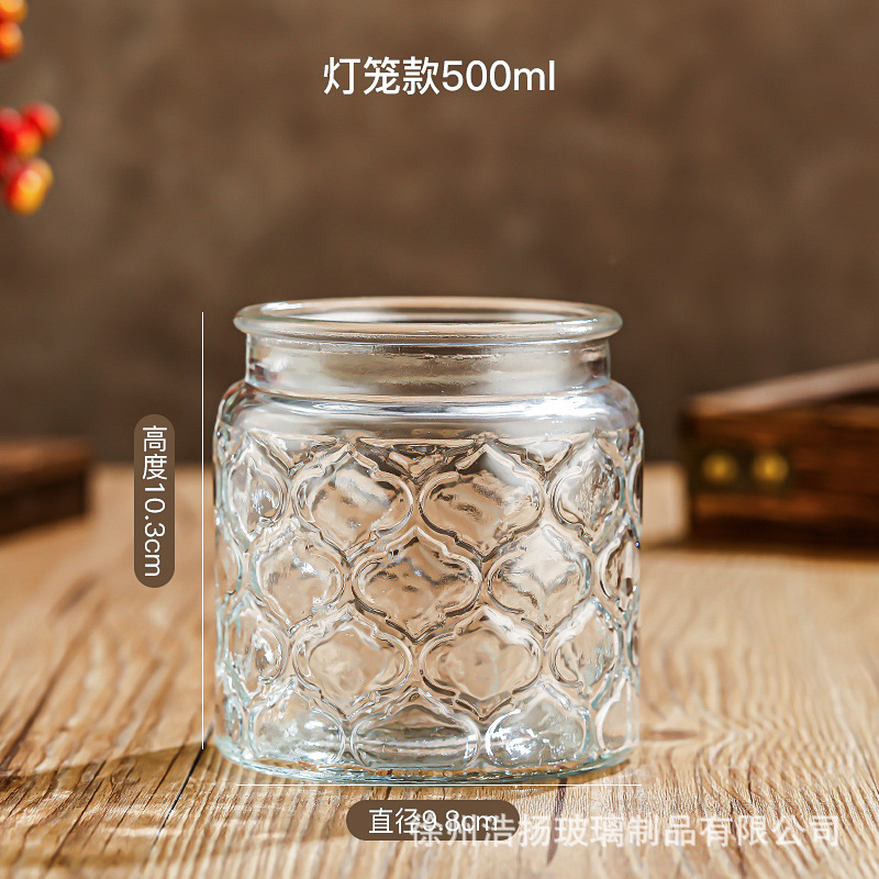 Vidrio de alivio de vidrio sellado tarro cuadrado tarro de almacenamiento merienda fruta seca almacenamiento tarro cocina hogar tarro de vidrio retro