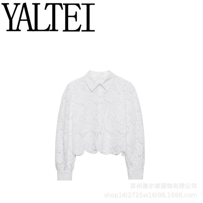 ZAR Autumn New Women's Clothing European and American Style French Design Fashion Casual Style All-match Crochet Shirt