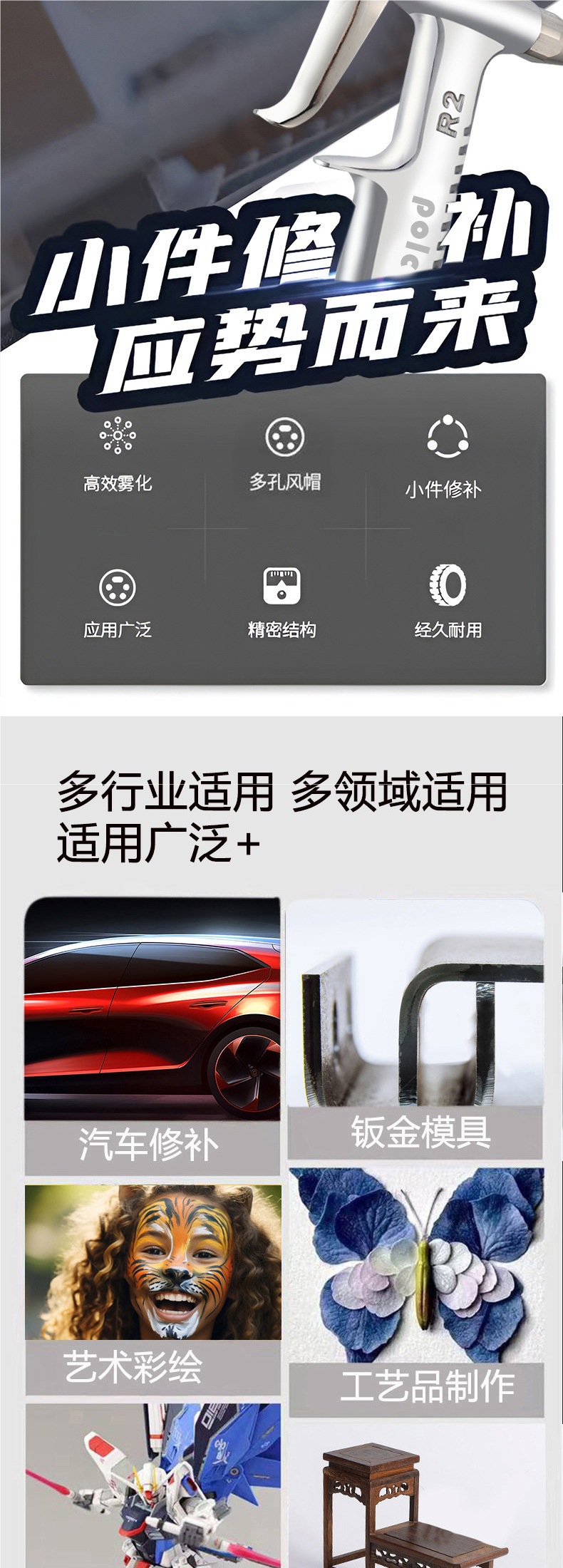 Small repair spray gun R2, small pneumatic spray gun F2, leather care K3, household formaldehyde painting