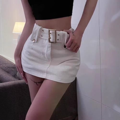 Women's Jeans A-line Short Skirt High-waisted Booty Shorts American Retro Fall/Winter Hot Girl Black Skirt Pants Dress